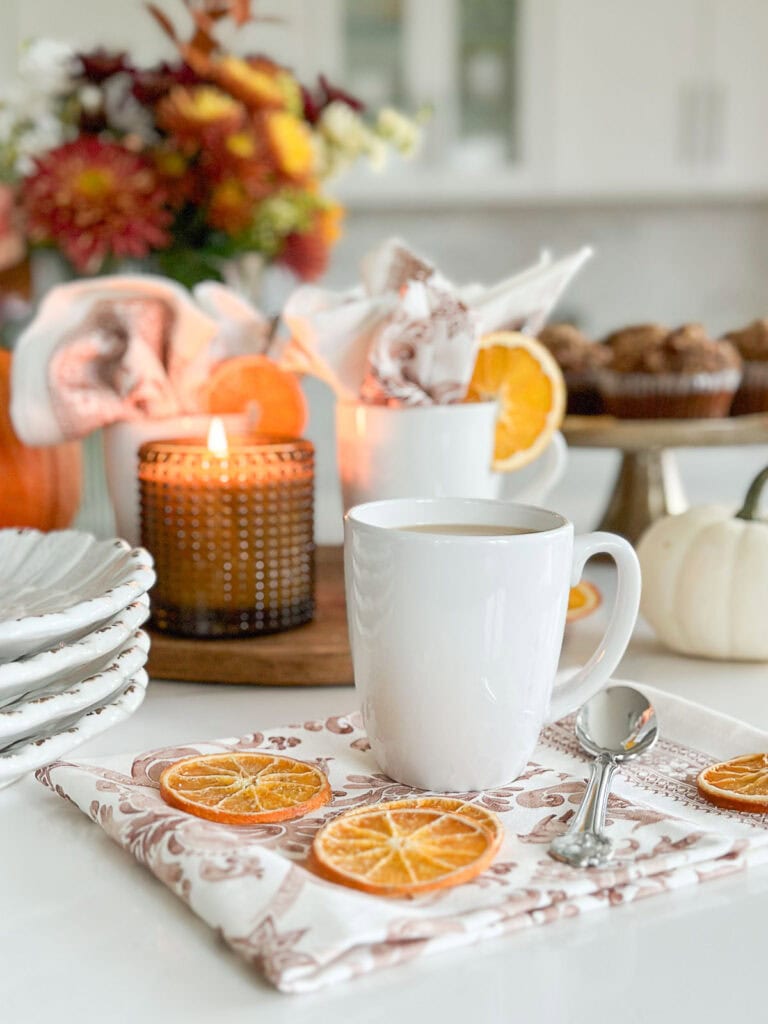 Thanksgiving coffee bar featuring oranges.