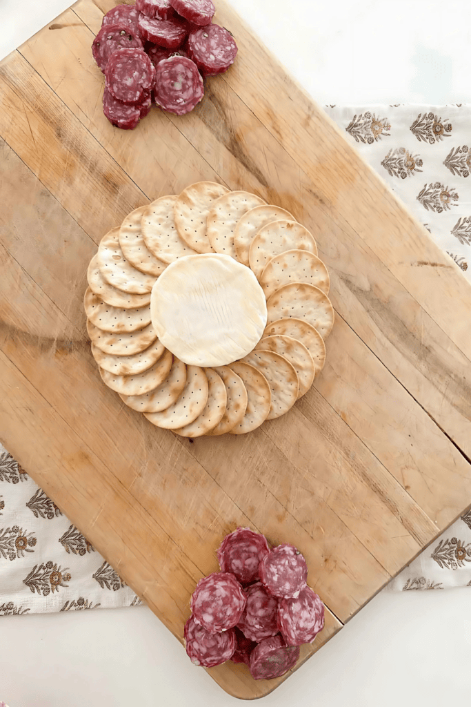 soft cheese surrounded by crackers