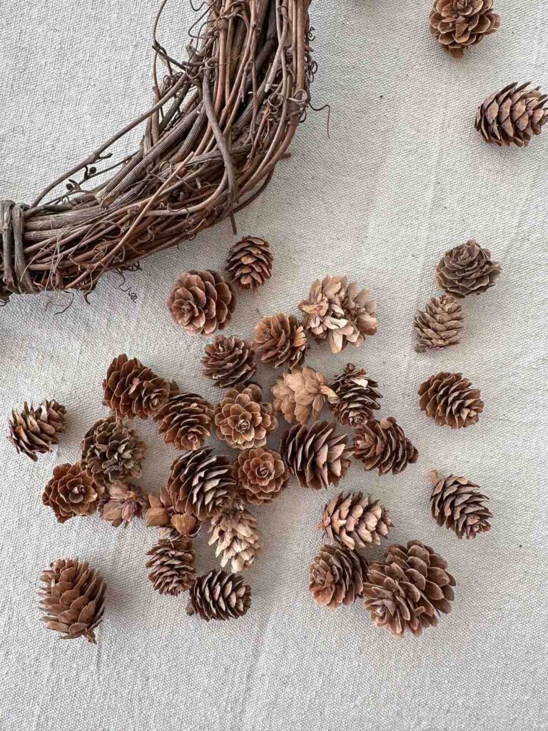 MATERIAL TO MAKE A MINI PINECONE WREATH