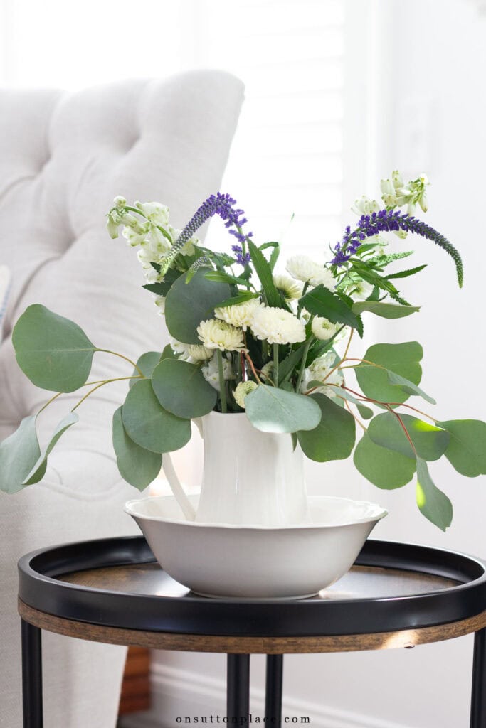 pitcher of fall flowers