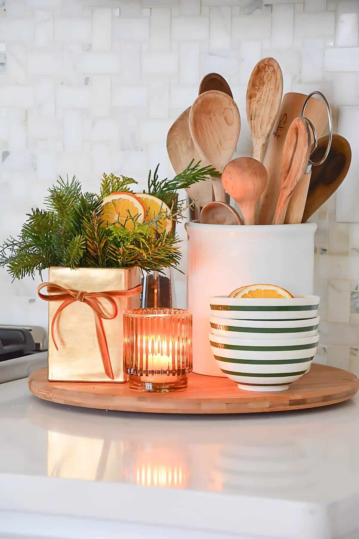 Christmas vignette with spoons in the kitchen