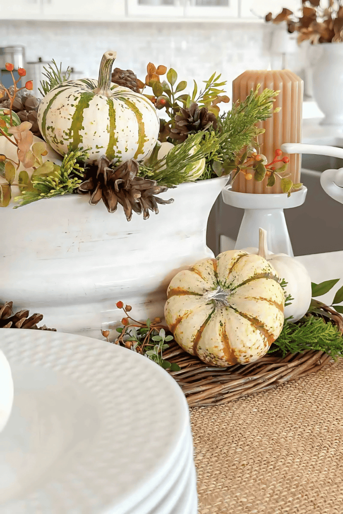 Thanksgiving Centerpiece with pumpkins