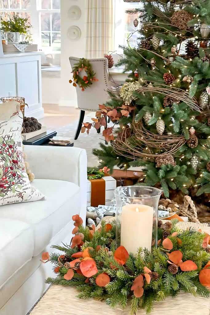 wreath on a coffee table