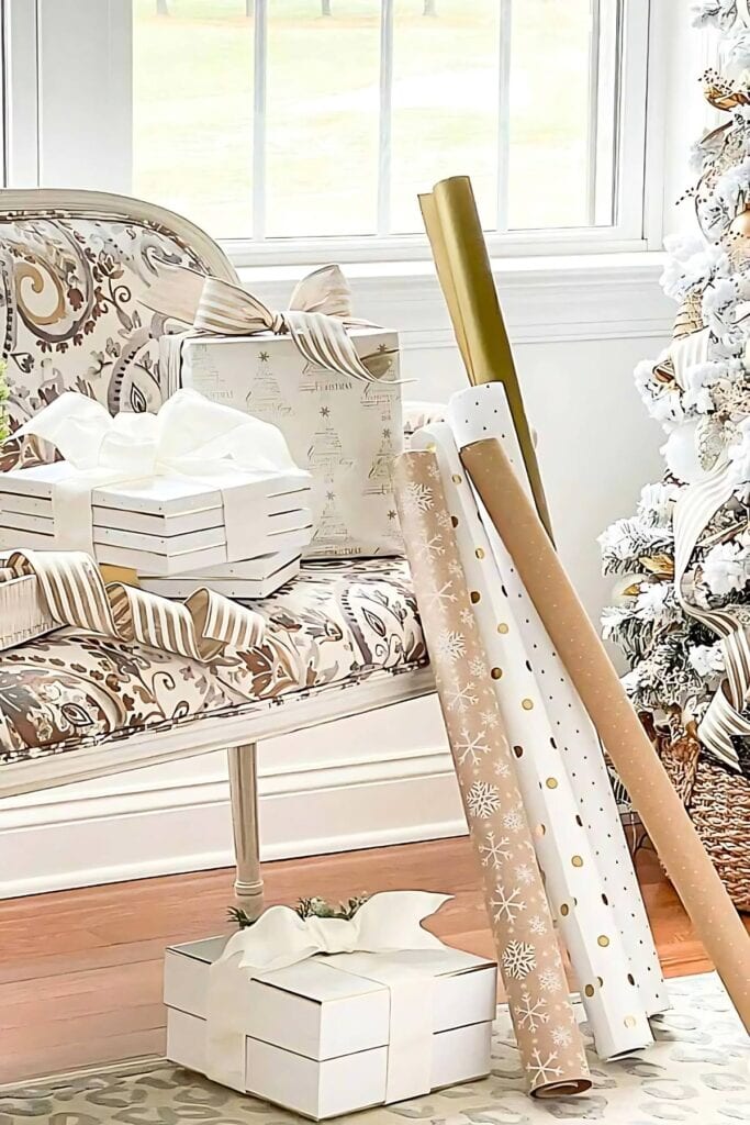 Christmas gift on a bench