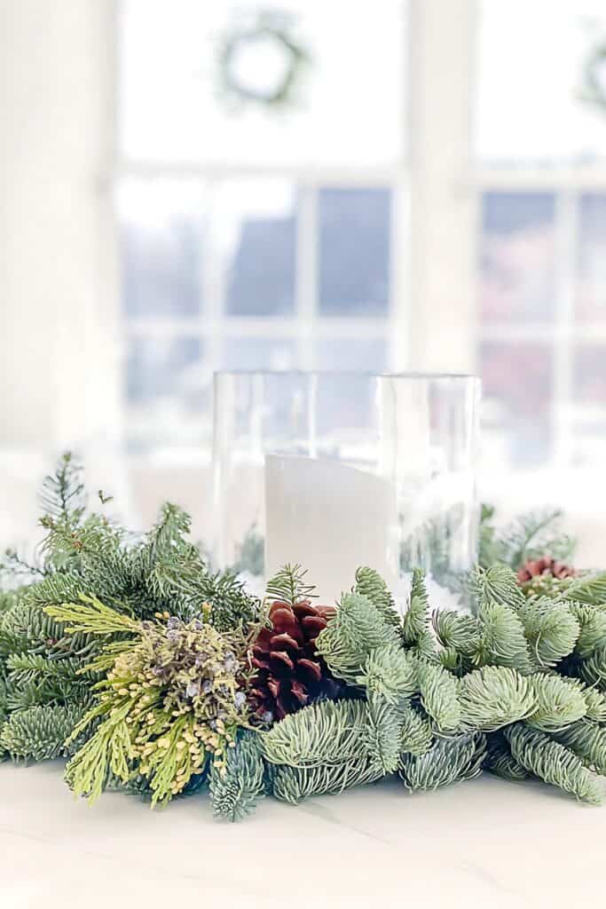 Wreath used as a candle ring e