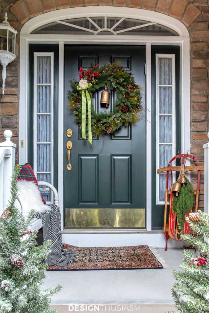 Christmas wreath on a front door.