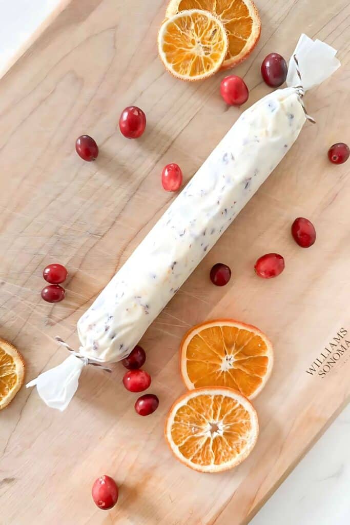 1 CRANBERRY ORANGE HONEY BUTTER- ingredients in a log