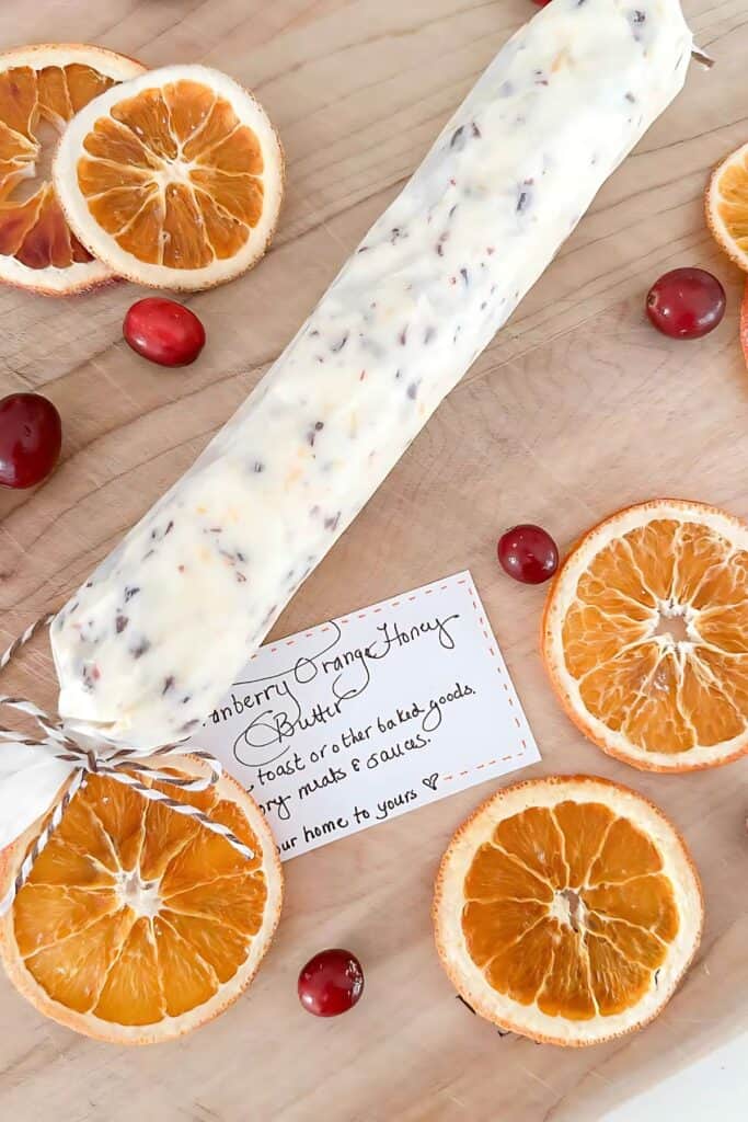 1 CRANBERRY ORANGE HONEY BUTTER- log with gift tag