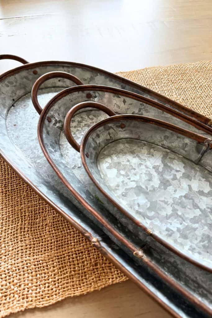 trio of galvanized trays