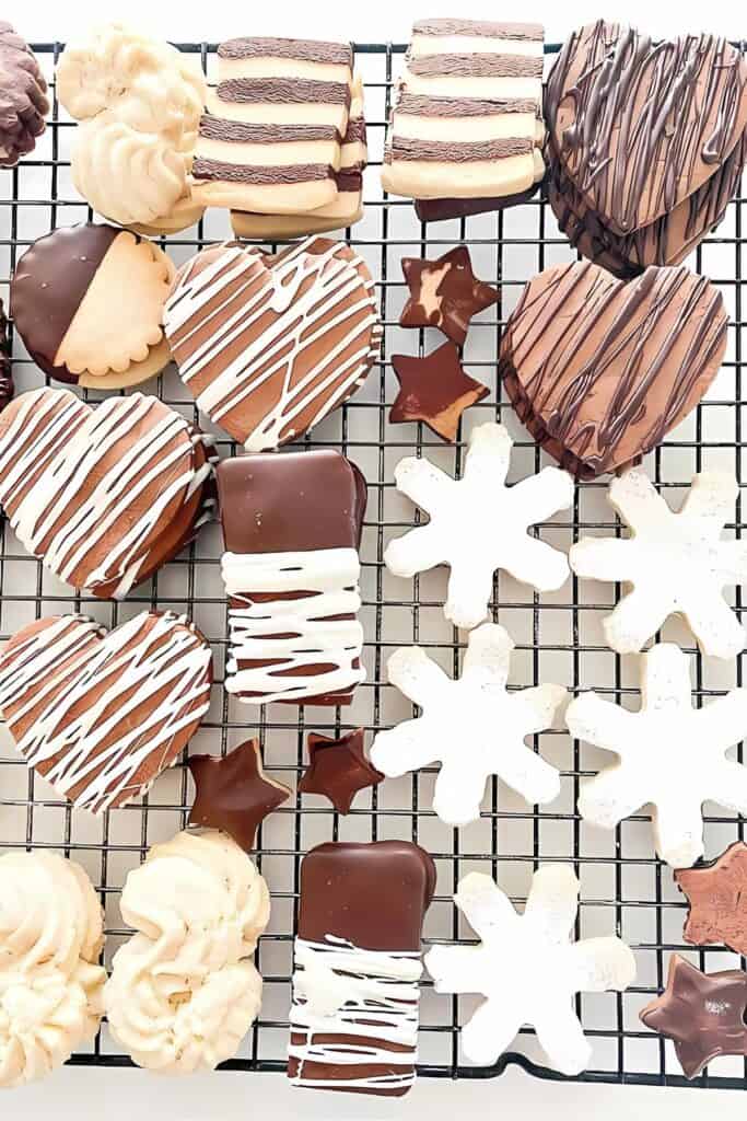 Christmas cookies on a cooling rack