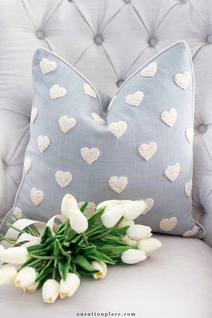 blue heart pillow