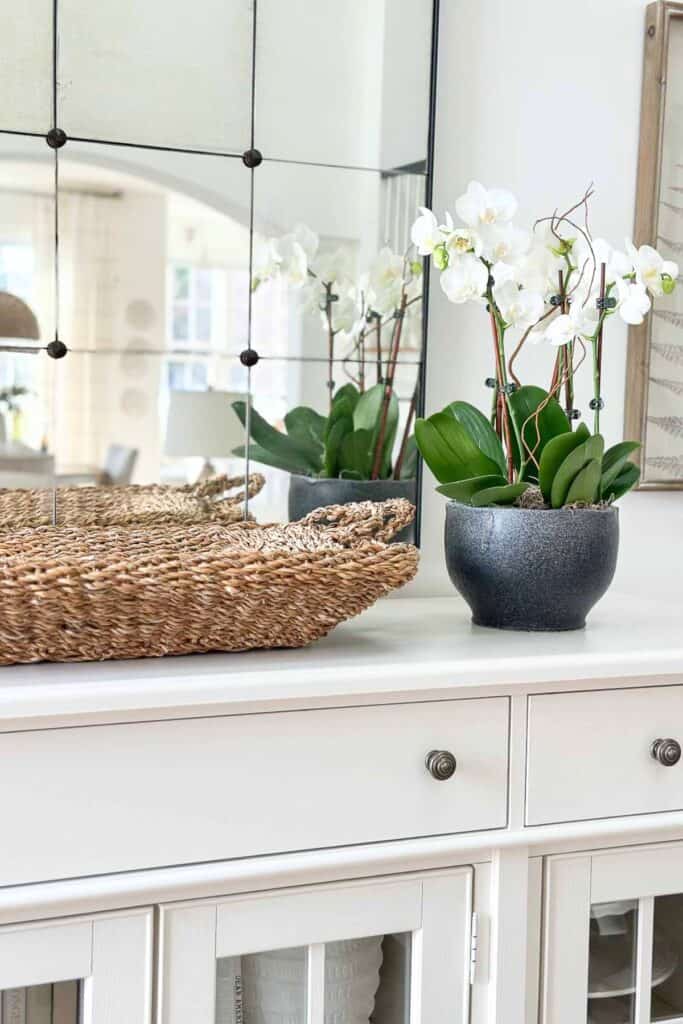 decor on a white buffet