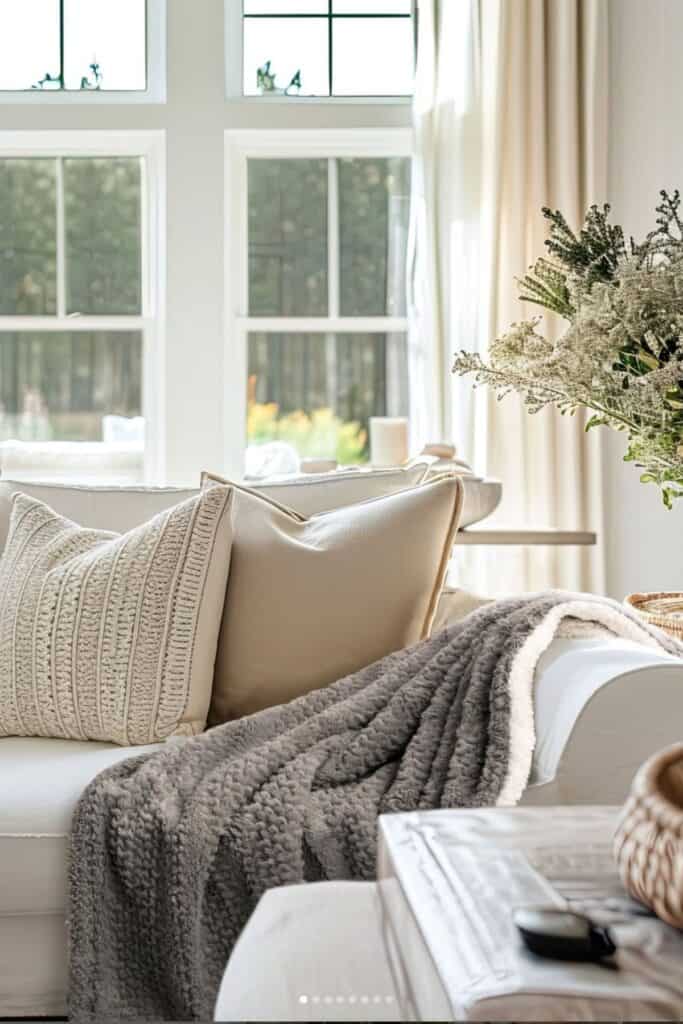 classic neutral sofa with pillows