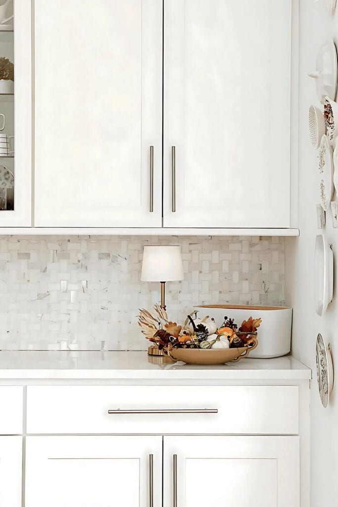 lamp on a kitchen countertop-fall