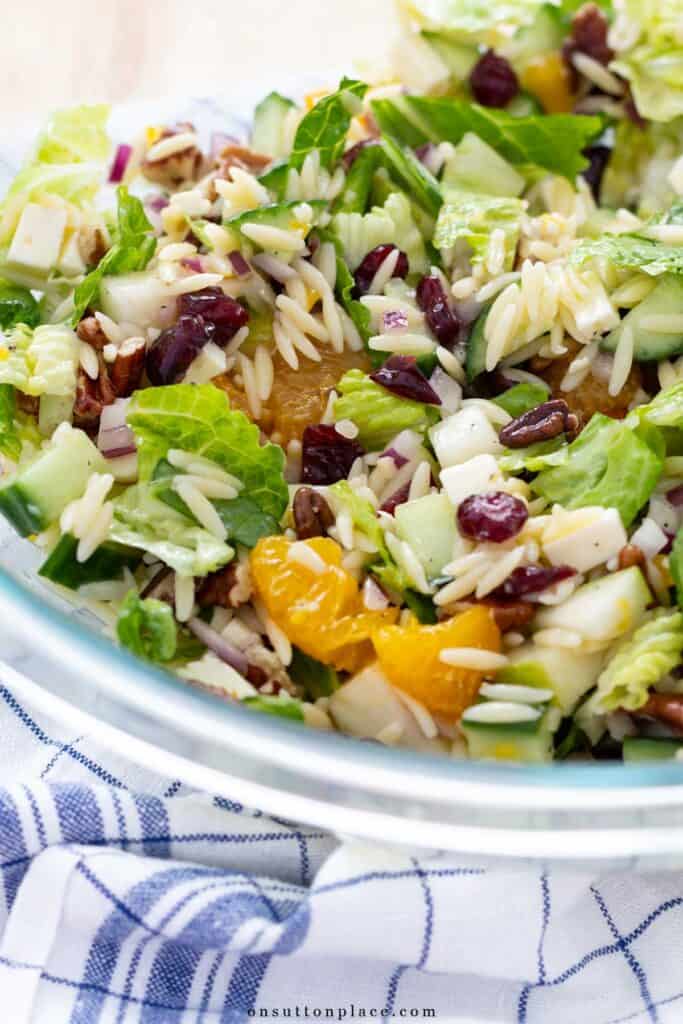 orzo salad on a plate