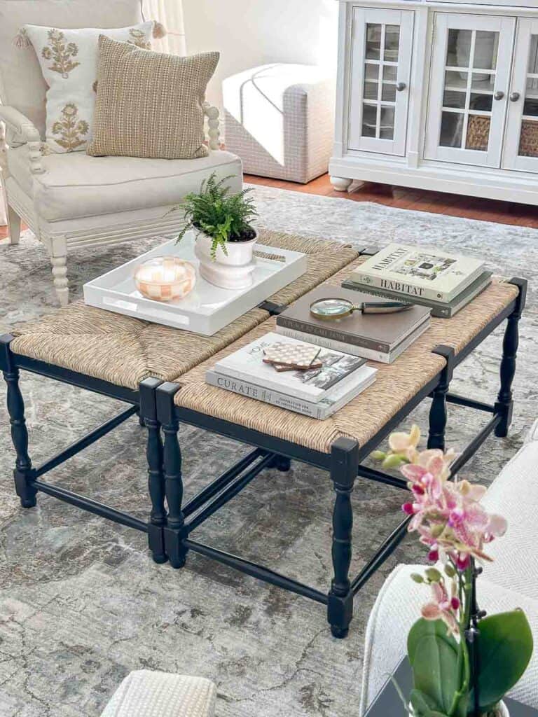 large coffee table in a living room