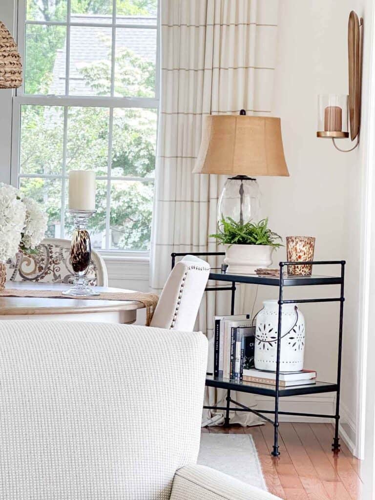 Bar cart in the dining room