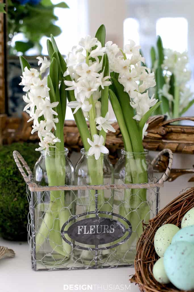 hyacinths on a mantel