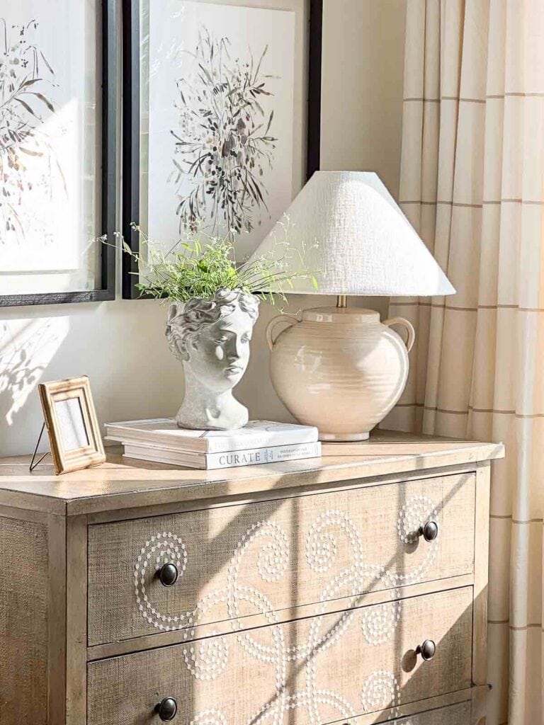 lamp on a curlacue chest