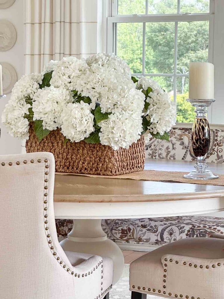 hydrangeas in a basket