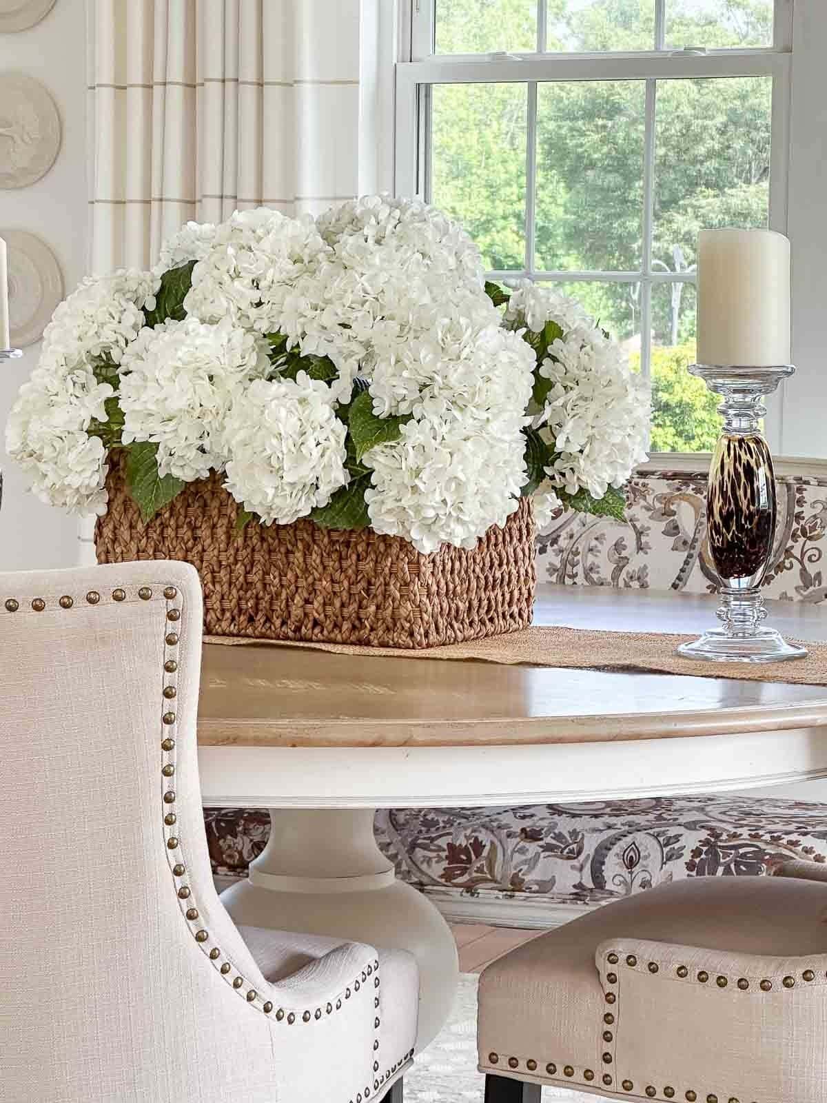 hydrangeas in a basket
