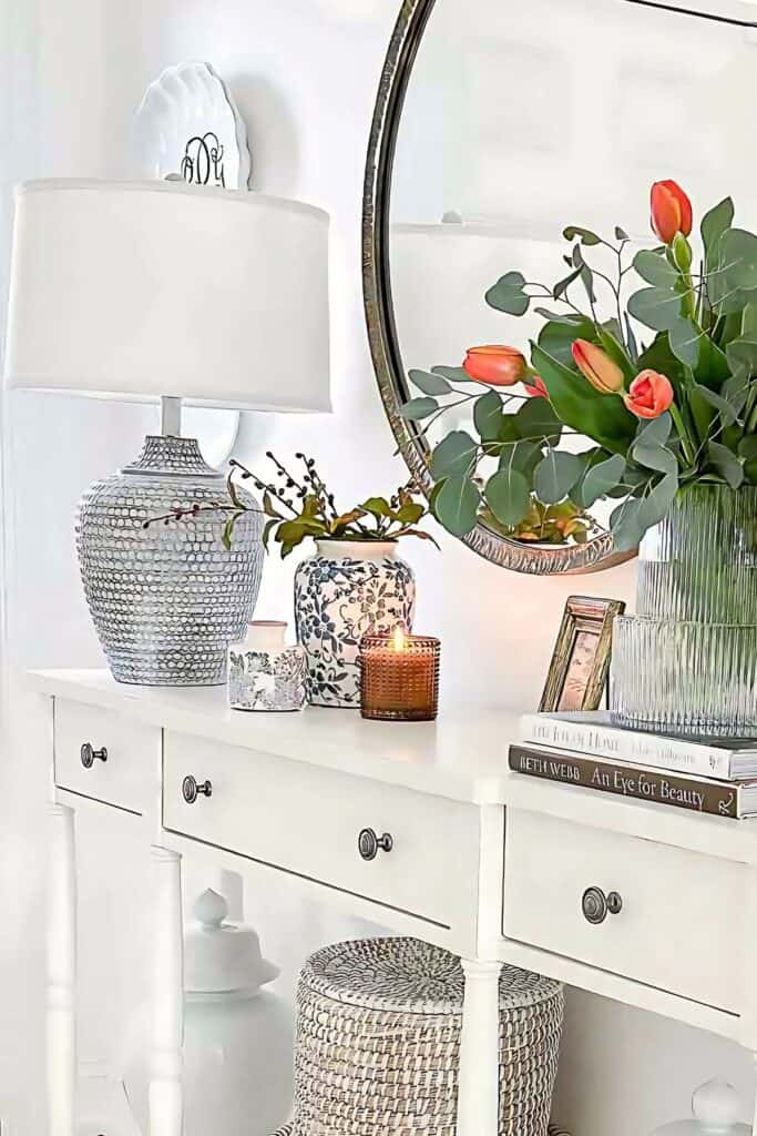 foyer table with timeless decor-2