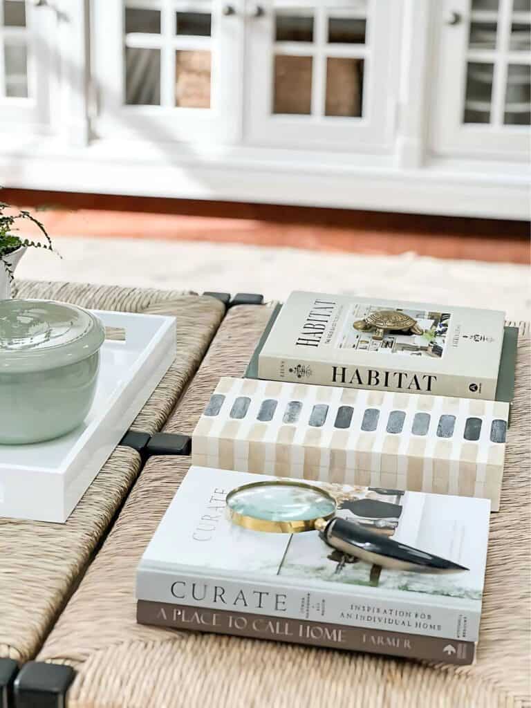 Storied home: books on a coffee table