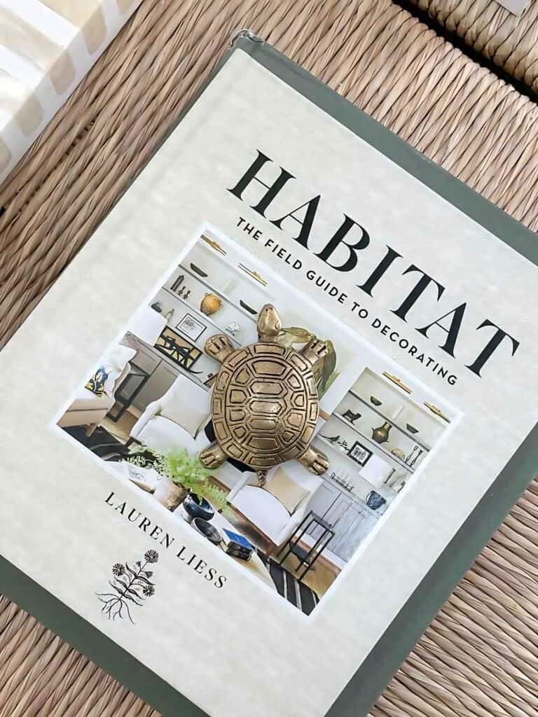 large coffee table- top view of turtle on a stack of books