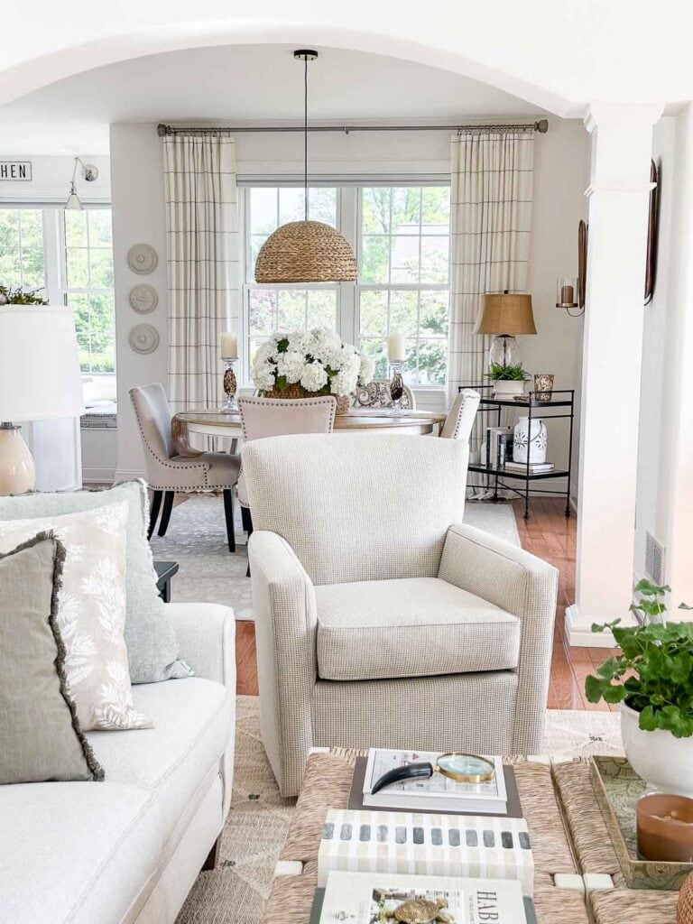 neutral living room and dining room