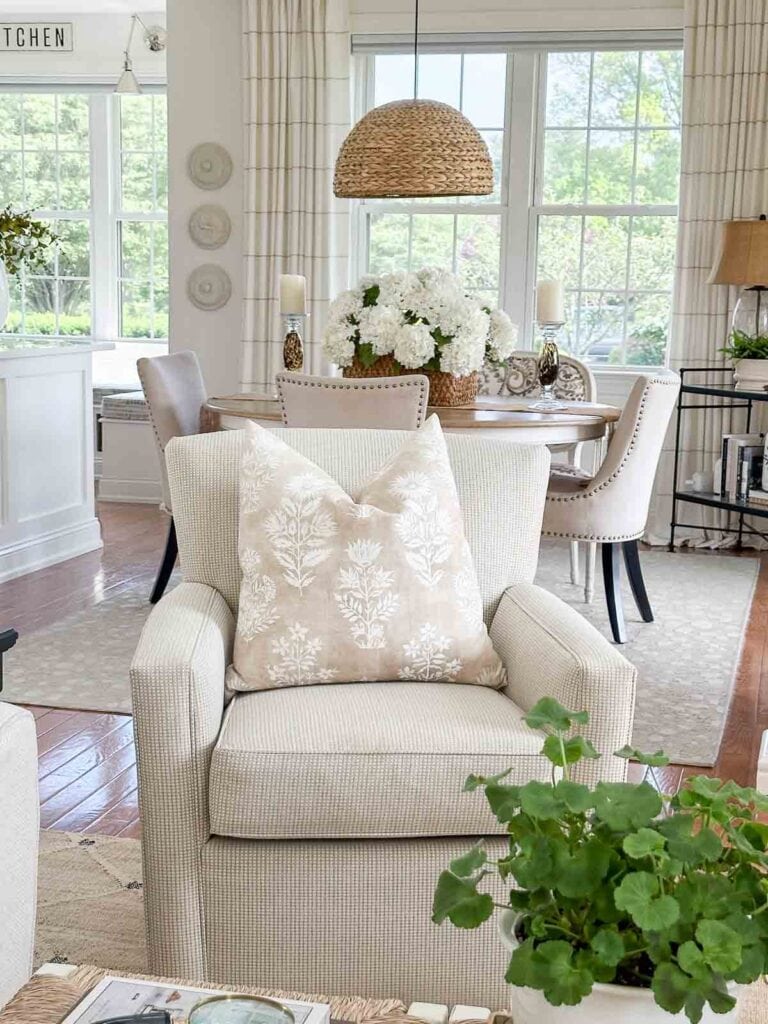 looking from the living room into the dining room