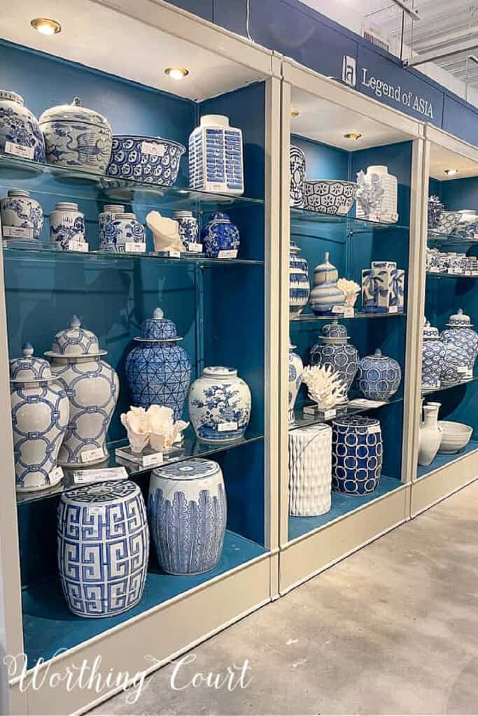 shelves filled with chinoiserie
