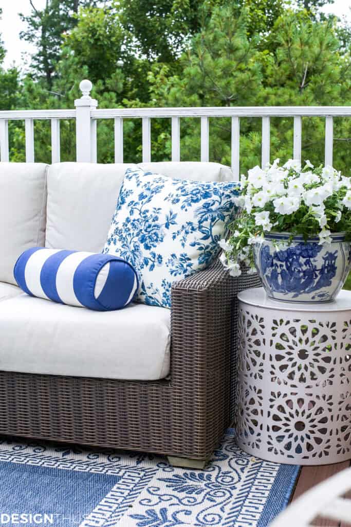 beautiful outdoor sofa and end table