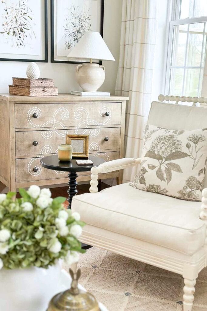 spring living room-chest lightly decorated for spring