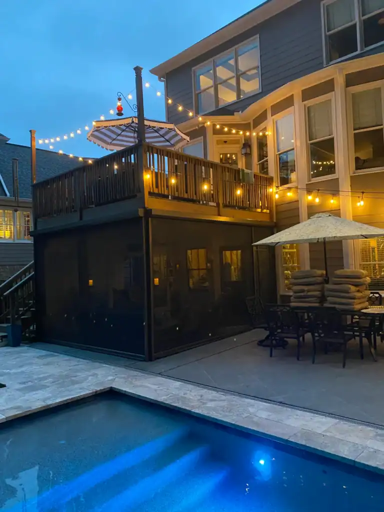 string lights on a patio