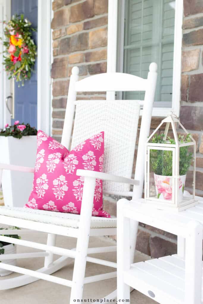 FRONT PORCH DECORATED WITH BOLD COLORS
