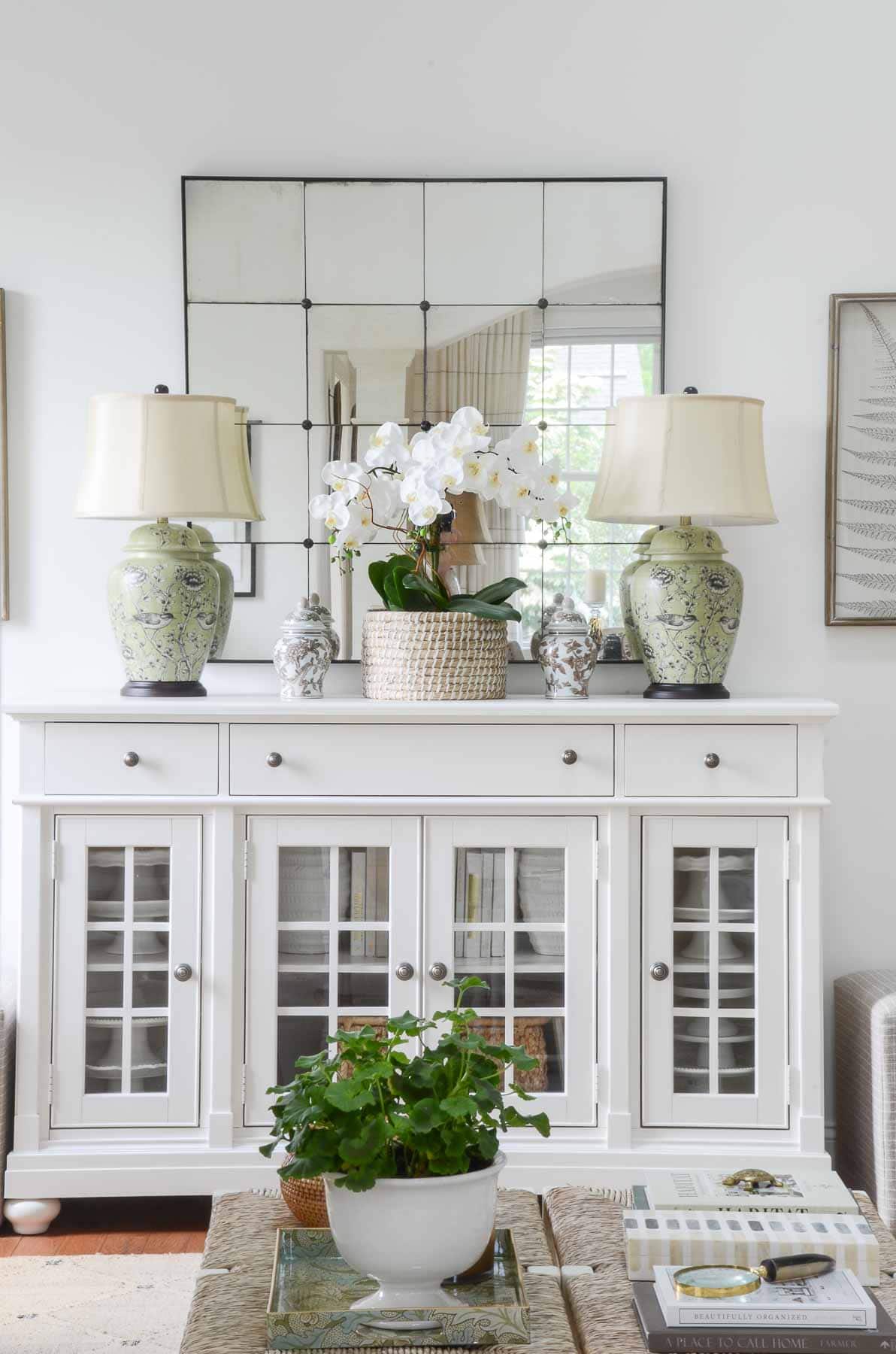 How To Decorate A Buffet, Sideboard, Console, or Other Flat Surface