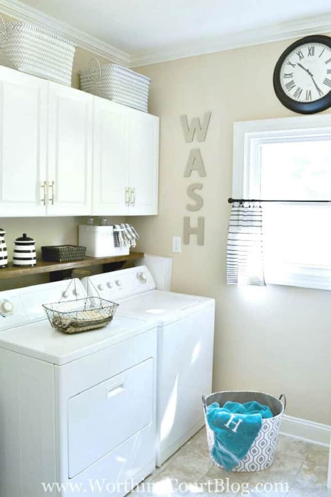 white bright laundry room
