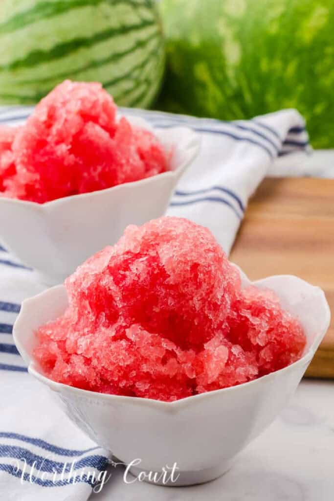 sorbet in white bowls