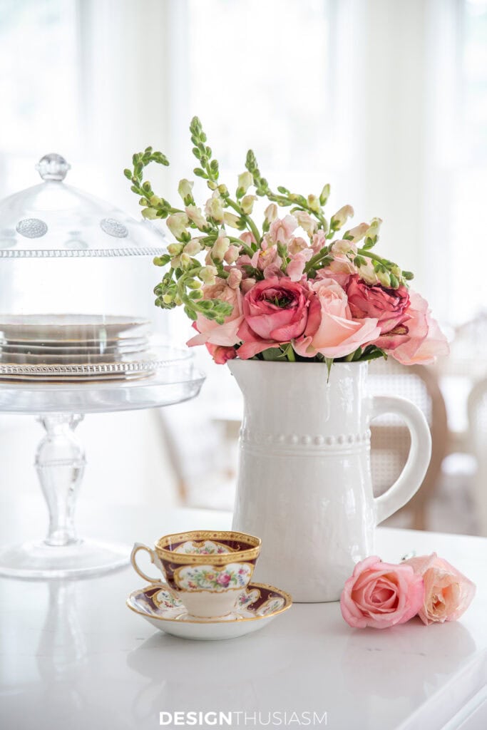 flowers in a pitcher