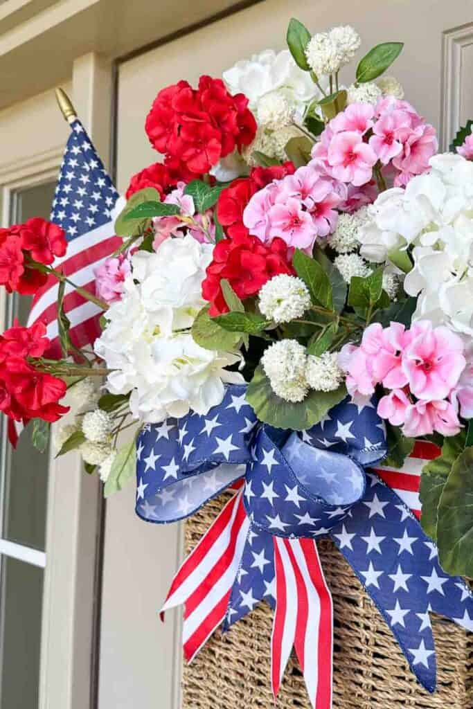 side view of patriotic basket