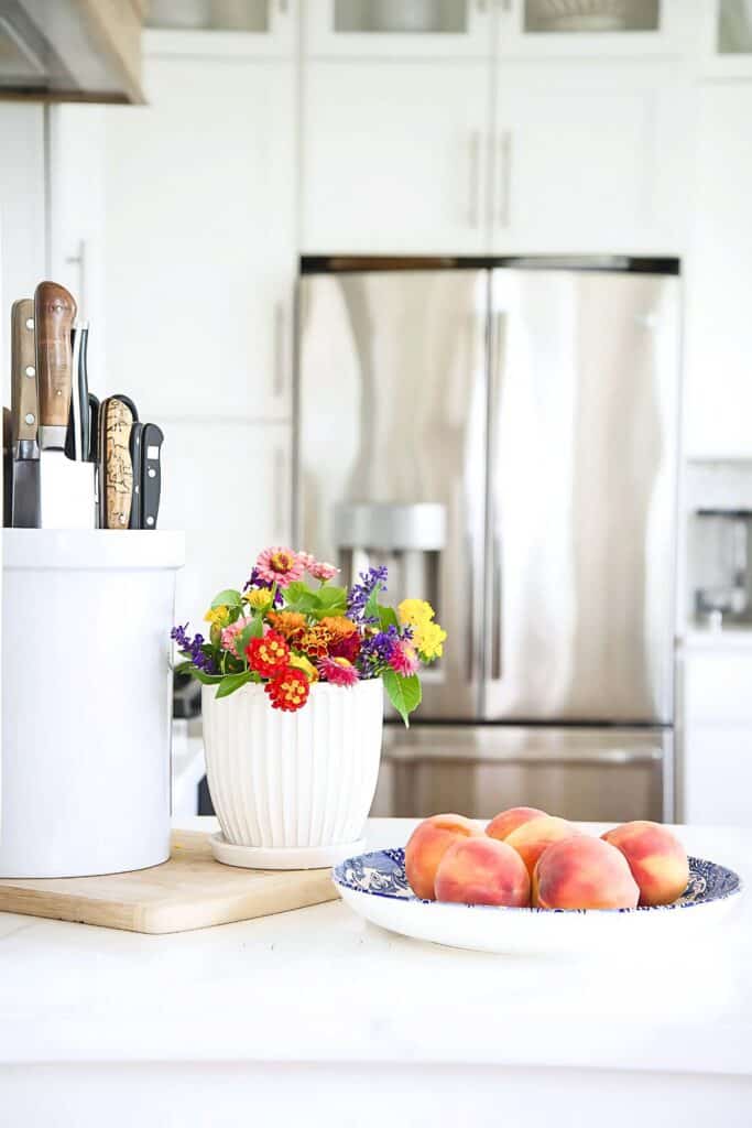 fruit and salad on kitchen counter