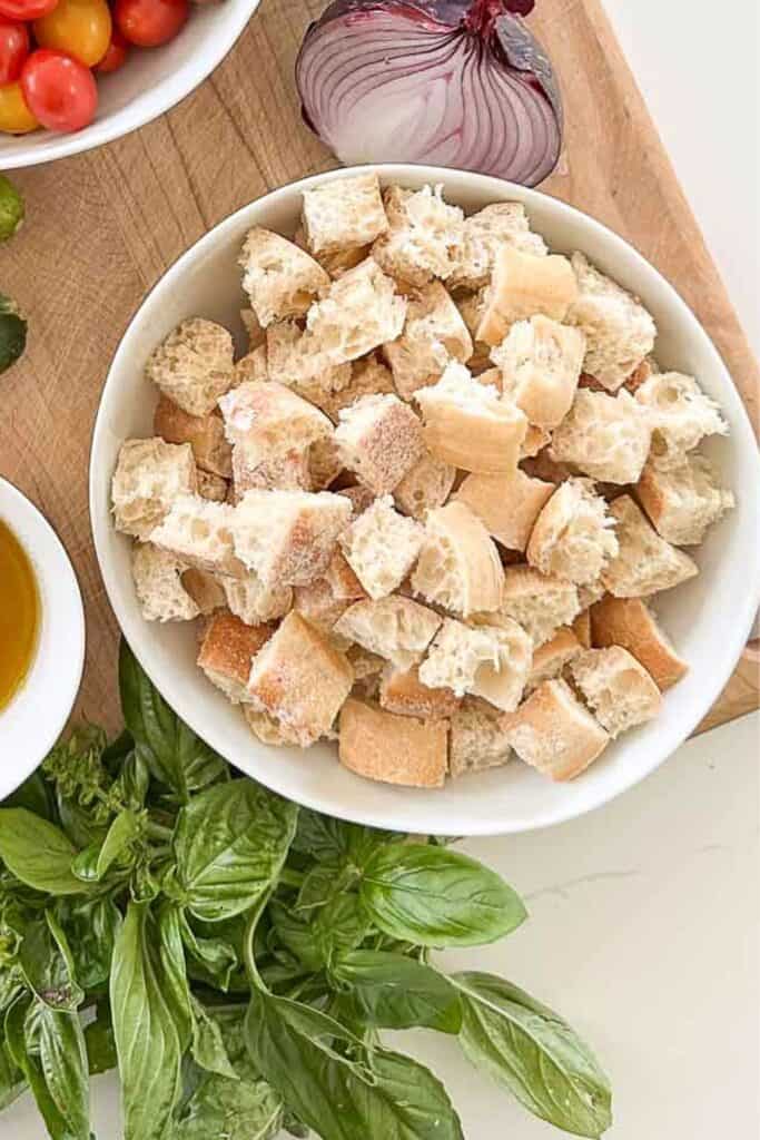 bread cubes in a bowl