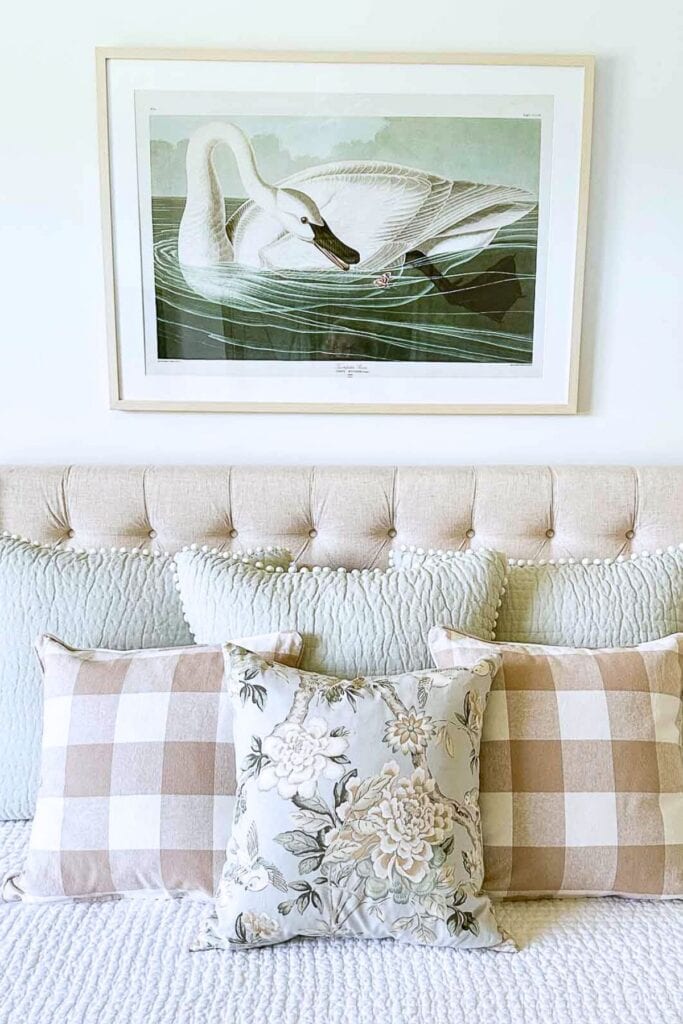 swan image above bed