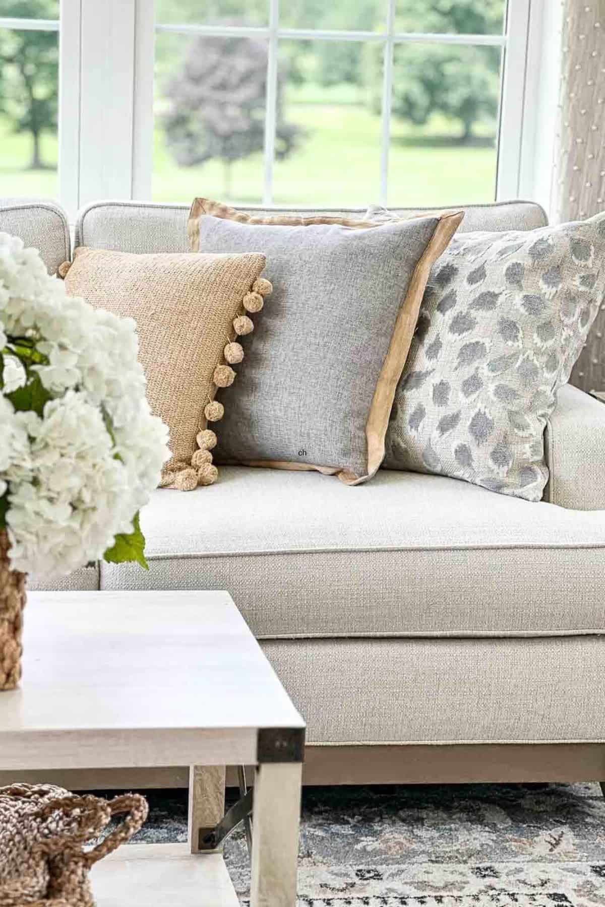 pillows on a sofa