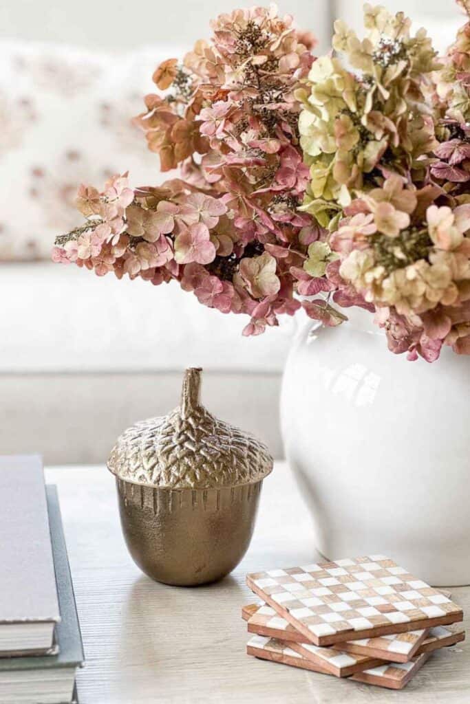 fall vignette on a coffee table