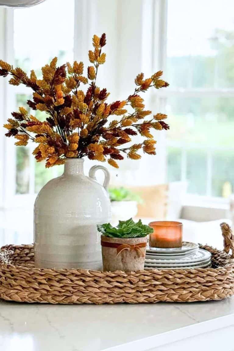 fall vignette on a kitchen counter