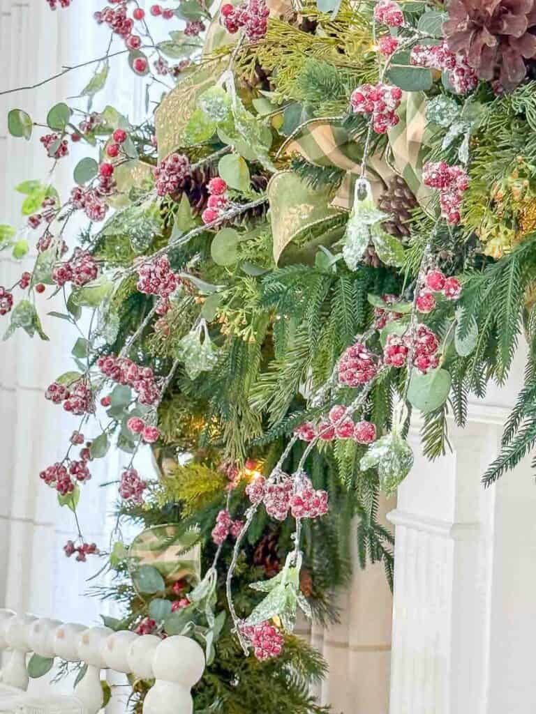 red frosted berries on a Christmas garland