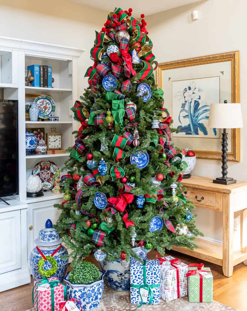 red, green and blue Christmas tree