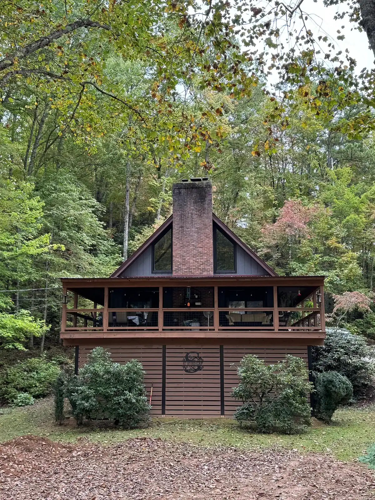 a-frame cabin in the woods