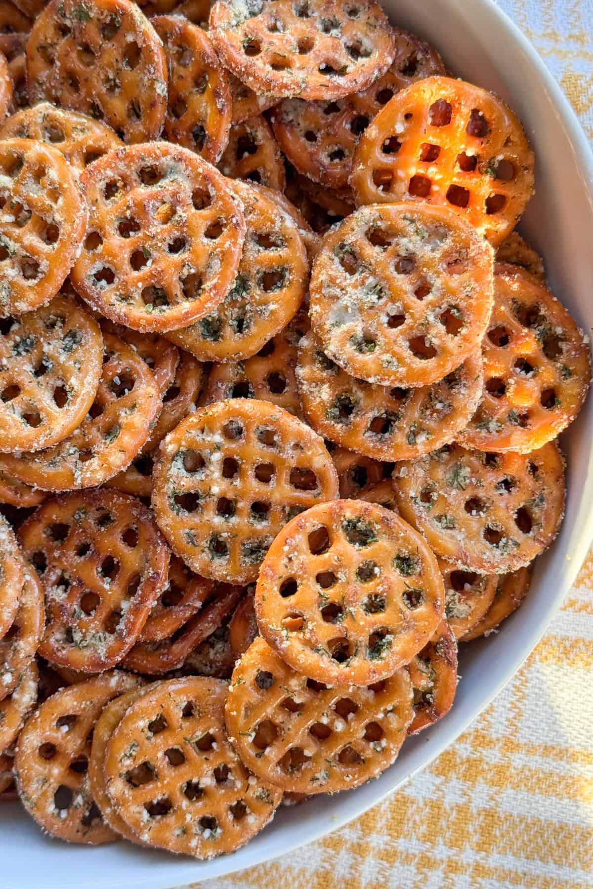 seasoned ranch pretzel bites, close-up